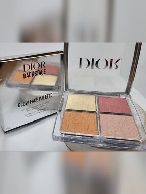 Dior Glow Face Palette — Multi-Shade Highlighter & Blush (Gold, Pink, Beige)